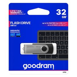 Goodram USB flash disk, USB 3.0, 32GB, UTS3, czarny, UTS3-0320K0R11, USB A, z obrotową osłoną