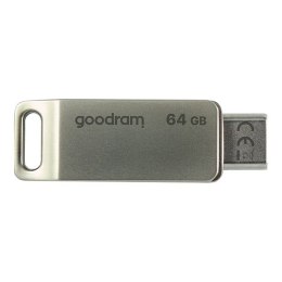 Goodram USB flash disk, USB 3.0, 64GB, ODA3, srebrny, ODA3-0640S0R11, USB A / USB C, z obrotową osłoną
