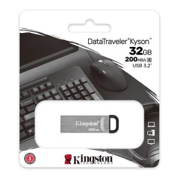 Kingston USB flash disk, USB 3.0, 32GB, DataTraveler(R) Kyson, srebrny, DTKN/32GB, USB A, z oczkiem na brelok