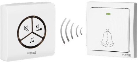 Dzwonek bezprzewodowy VIRONE DB-3 bezbateryjny przycisk,learning system,80m