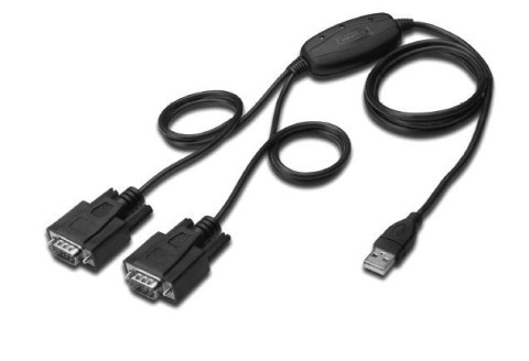 Konwerter/Adapter USB 2.0 do 2x RS232 (DB9) z kablem USB A M/Ż dł. 1,5m