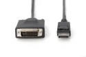 Kabel adapter Displayport z zatrzaskiem 1080p 60Hz FHD Typ DP/DVI-D (24+1) M/M czarny 2m