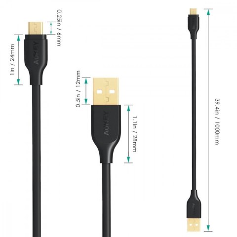 CB-MD1 kabel micro USB - USB-A 1m 480 Mbps Quick Charge czarny