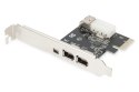 Karta (Kontroler) Firewire (400) PCI Exp., 2xZew. 1xZew.(Mini) IEEE1394a 6pin+Mini,Low Profile,VT6308P