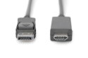 Kabel adapter DisplayPort 1.2 z zatrzaskiem 4K 60Hz UHD Typ DP/HDMI A M/M czarny 2m