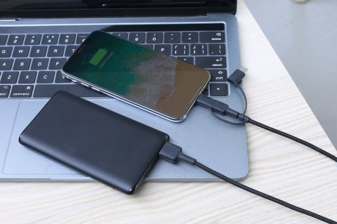 CB-BAL5 3w1 kabel micro USB | USB-C | Lightning | 1.2m nylonowy oplot czarny