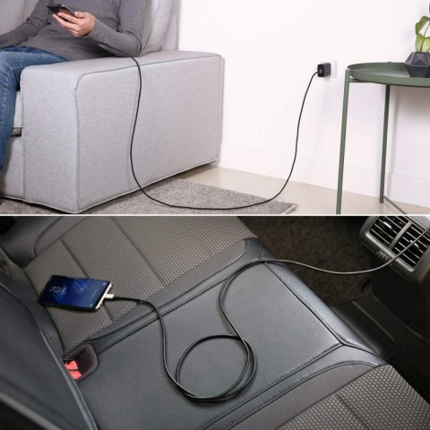 CB-CD6 kabel USB-C - USB-C 2m 60W PD 3A 20V nylonowy oplot czarny