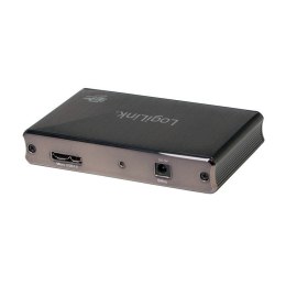 Aluminiowy HUB USB3.0 4-porty, Czarny, Z zasilaczem