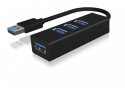 Hub IB-HUB1419-U3 USB 3.0 na 4-Port Type-A, Aluminium, czarny, Kabel 15cm