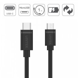 Kabel USB TYP-C DO microUSB 2.0; 1m; Y-C473BK