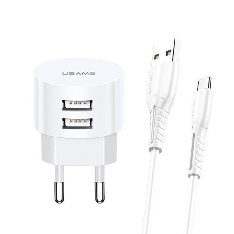 Ładowarka sieciowa T20 2xUSB 2,1A Kabel USB-C