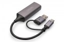 Karta sieciowa przewodowa USB 3.1 Typ C + USB A do 1x RJ45 2.5 Gigabit Ethernet 10/100/1000/2500Mbps