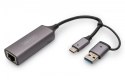 Karta sieciowa przewodowa USB 3.1 Typ C + USB A do 1x RJ45 2.5 Gigabit Ethernet 10/100/1000/2500Mbps