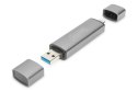 Czytnik kart 3-portowy USB Typ C/ USB 3.0 SuperSpeed SD Micro SD HQ aluminium Szary