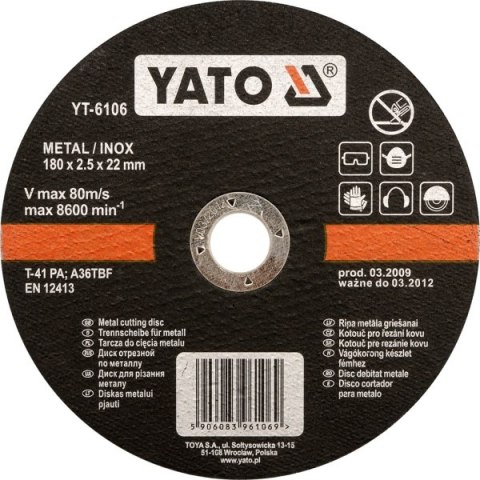 YATO TARCZA DO METALU INOX 125x1,2x22mm 6103