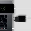 ACU-PQ22 Ładowarka sieciowa, PD & QC 22W, 2x port (USB-A + USB-C), PD3.0/QC3.0/AFC/FCP/Apple, czarna