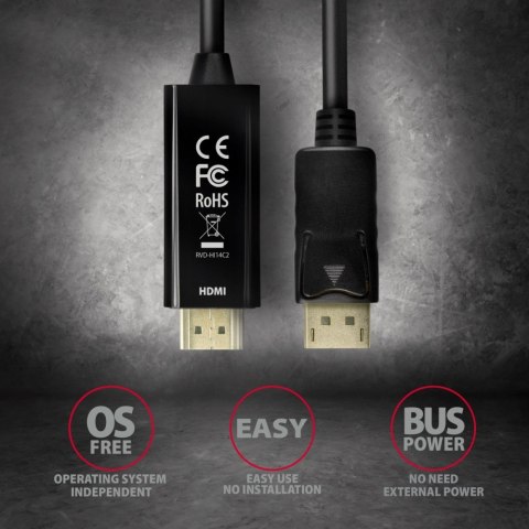 RVD-HI14C2 Adapter aktywny DisplayPort -> HDMI 1.4, 4K/30Hz, kabel 1,8m