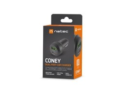 Ładowarka samochodowa Coney 1x USB 1x USB-C QC 3.0 48W Czarna