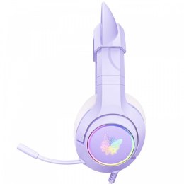 Słuchawki gamingowe Onikuma K9 RGB kocie uszka USB fioletowe (przewodowe)