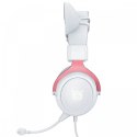 Słuchawki gamingowe X10 kocie uszka USB różowo-białe (przewodowe)
