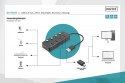 Hub USB 3.0/Koncentrator 4-portowy USB A + adapter USB-C 5Gbps z wyłącznikami, aluminiowy, pasywny