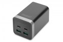 Ładowarka sieciowa uniwersalna, zasilacz GaN, 4 porty 2x USB-C 2x USB-A PD 3.0 150W Czarna