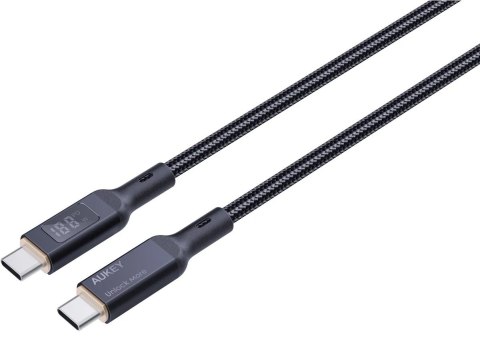 CB-MCC102 kabel USB-C - USB-C 1.8m 100W PD 5A 20V LED nylonowy oplot czarny