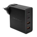 Ładowarka GaN Power Pro | 2xUSB-C | 2xUSB | 130W | 5-20V | 1.5-5A| PD | Czarna