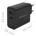 Ładowarka Super Quick PD | 1xUSB-C | 1xUSB | 45W | 5-20V | 2.25-3A | Czarna