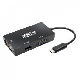 Wieloportowy adapter USB-C (M/3xF) 4K HDMI, DVI, VGA, HDCP. U444-06N-HDV4KB Czarny