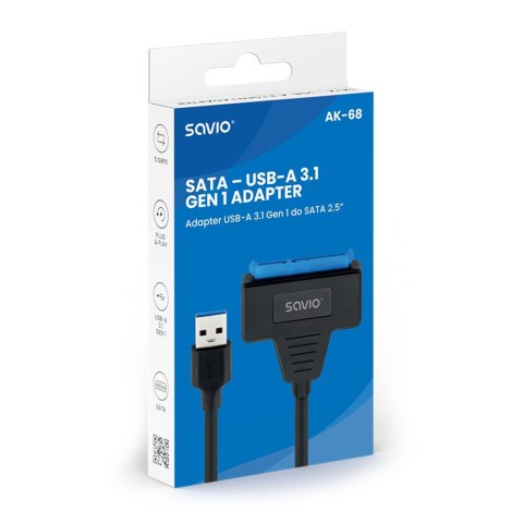 Adapter USB-A 3.1 Gen 1 (M) - SATA (F) do dysków SATA 2.5 cala , AK-68