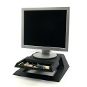 Podstawa pod monitor, z szufladą na przybory biurowe, czarny, plastikowy, 23 kg nośność, Logo, LCD i CRT
