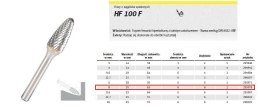 KLINGSPOR FREZ DO METALU HF 100 F FI=8,0x20mm TRZPIEŃ 6mm TYP RBF, HIPERBOLICZNY-POŁOKRĄGŁY
