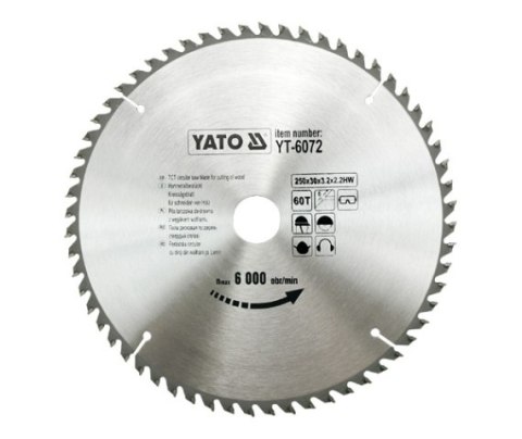 YATO PIŁA TARCZOWA WIDIOWA 250x30mm 60-ZĘBÓW 6072