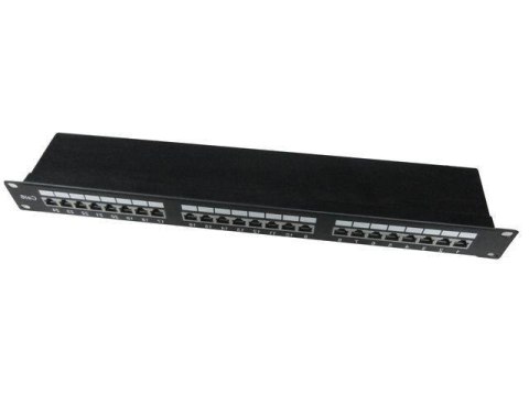 Patch Panel 24 Porty 1U 19'' Kat.6 ekran z funkcją organizacji kabli czarny