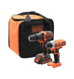 BLACK+DECKER ZESTAW 18V WKRĘTARKA + ZAKRĘTARKA 1x1,5Ah + TORBA