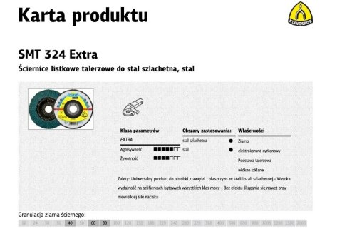 KLINGSPOR ŚCIERNICA LISTKOWA WYPUKŁA SMT324 EXTRA 125mm gr. 60