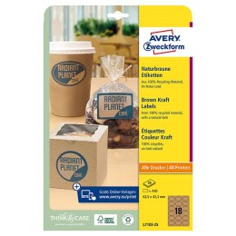 Avery Zweckform etykiety 63.5mm x 42.3mm, A4, naturalnie brązowy, 18 etykiety, pakowane po 25 szt., L7103-25, do drukarek lasero