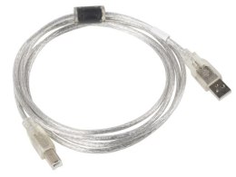 Kabel USB 2.0 AM-BM 1.8M Ferryt przezroczysty