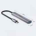 HUB USB-C; 3x USB-A 2.0 1x USB-A 5 Gbps Aluminiowy