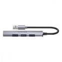 Hub USB-A; 3x USB-A 2.0; 1x USB-A 5 Gbps Aluminiowy