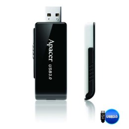 Apacer USB flash disk, USB 3.0, 16GB, AH350, czarny, AP16GAH350B-1, USB A, z wysuwanym złączem