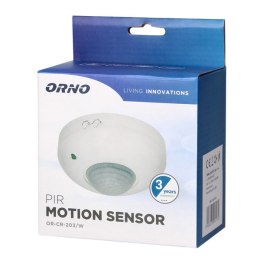 PIR motion sensor 230V 50Hz, 6m, max. 1200W, biała, ORNO, 360°, IP20, podczerwień