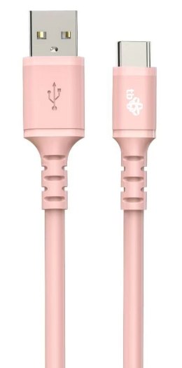 Kabel USB-USB C 1m silikonowy różowy