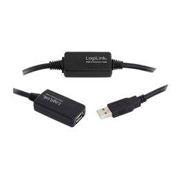Kabel USB 2.0 LogiLink UA0146 USB-A/M na USB-A/F, wzmacniacz, czarny, 20 m