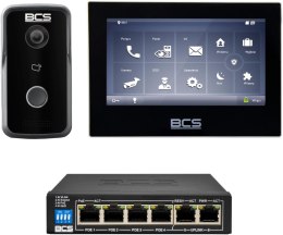 Zestaw wideodomofonowy IP BCS Line Panel BCS-PAN1300B-S Monitor BCS-MON7700B-S Switch BCS-B-SP0402