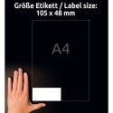Avery Zweckform etykiety 105mm x 48mm, A4, białe, 12 etykiety, o wysokiej przylepności, pakowane po 20 szt., L7875-20, do drukar