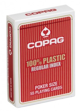 Karty Poker 100% Plastik PKJ. Talia czerwona, duży index w 2 rogach