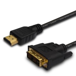Kabel HDMI 19 pin (M) - DVI 18+1 (M) 1,8m, złote końcówki, CL-139