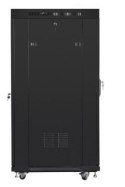 Szafa instalacyjna rack stojąca 19 cali 27u 800x1000 czarna drzwi szklane LCD (flat pack)